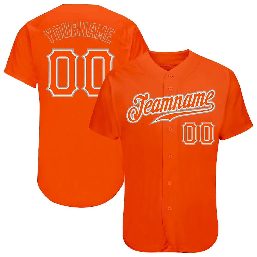 Custom Orange Orange-Gray Authentic Cricket Jersey