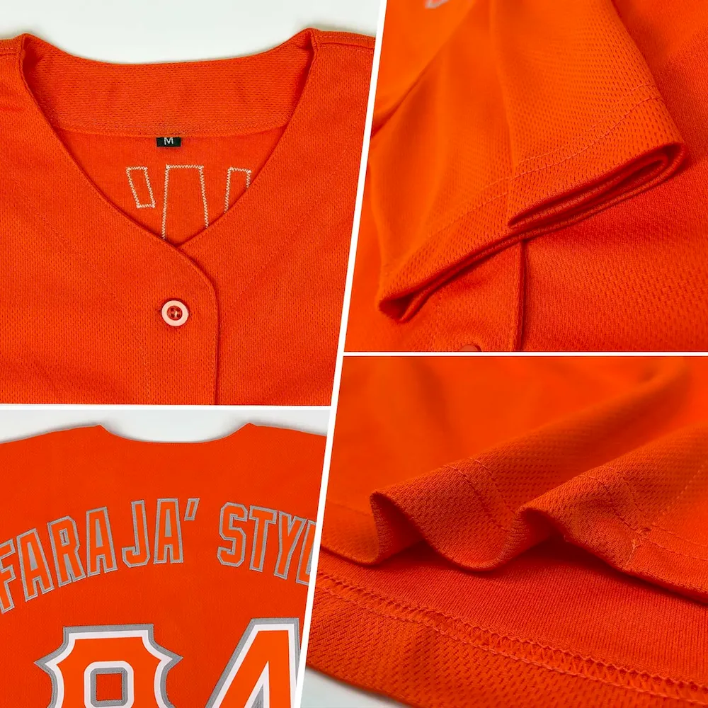 Custom Orange Orange-Gray Authentic Cricket Jersey Custom Orange Orange-Gray Authentic Cricket Jersey