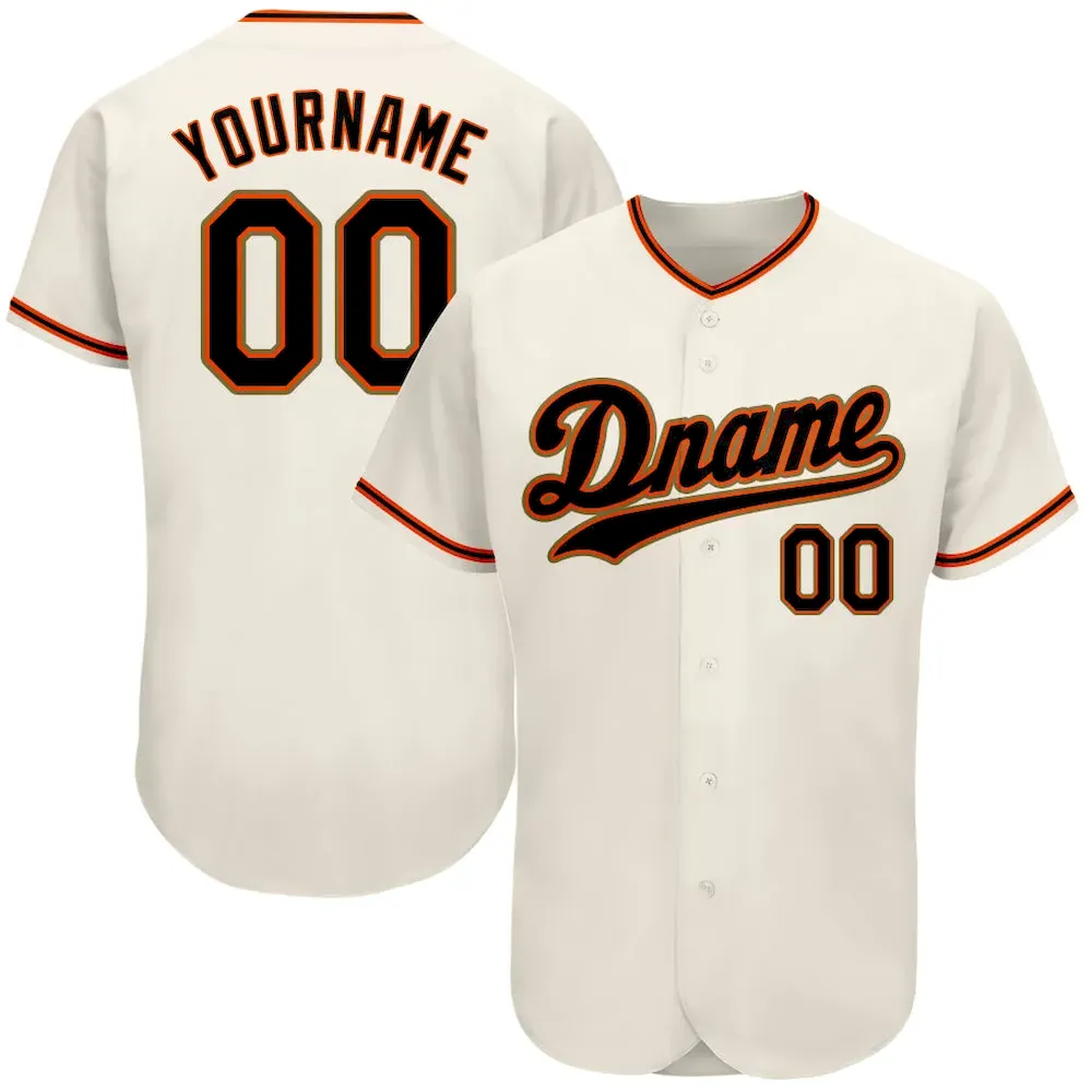 Custom Cream Black Orange-Old Gold Authentic Cricket Jersey