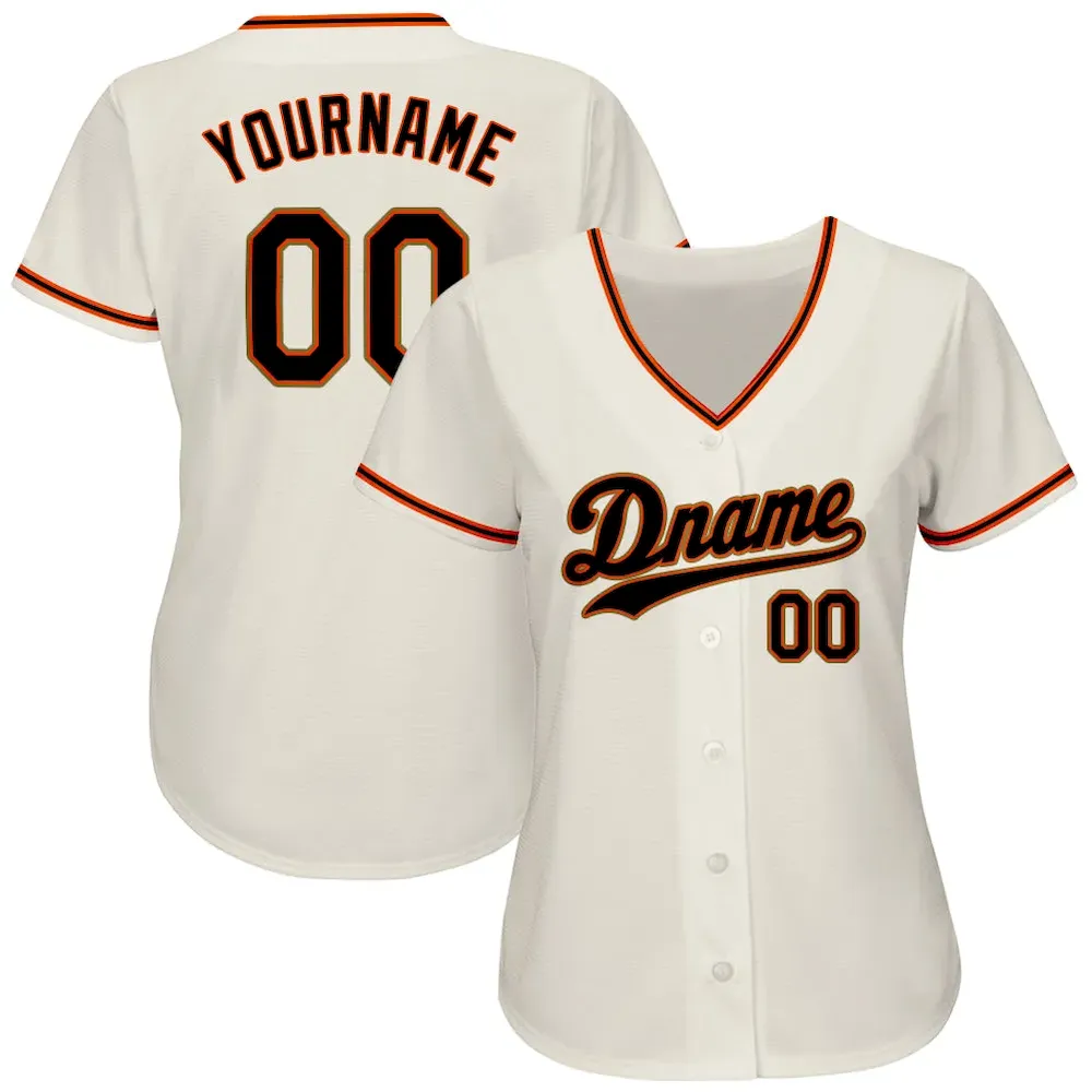 Custom Cream Black Orange-Old Gold Authentic Cricket Jersey