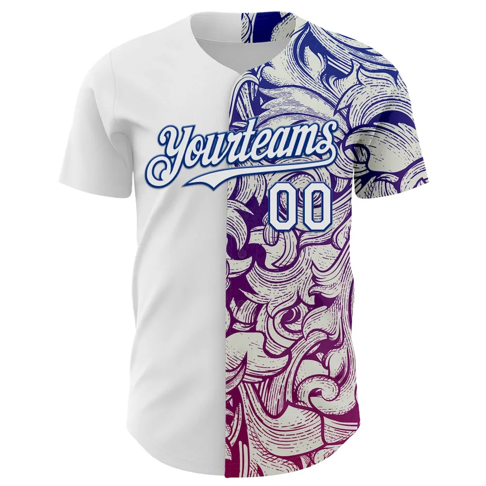 Custom White Royal 3D Pattern Design Vintage Tattoos Authentic Cricket Jersey