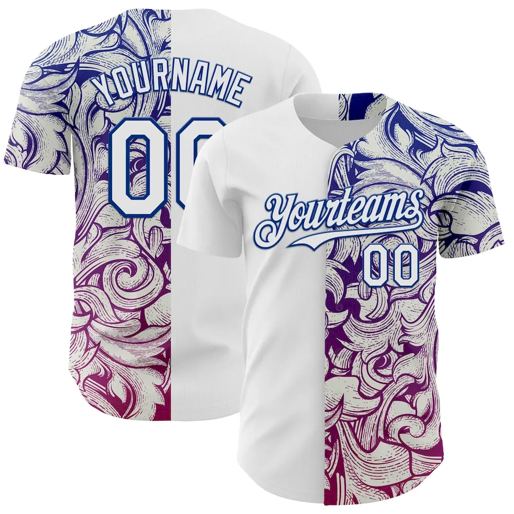 Custom White Royal 3D Pattern Design Vintage Tattoos Authentic Cricket Jersey