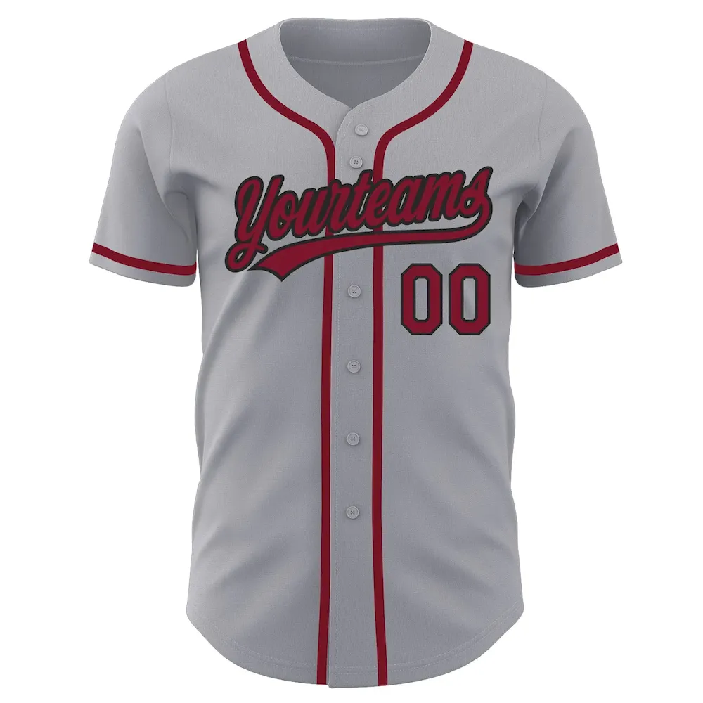 Custom Gray Crimson-Black Authentic Cricket Jersey