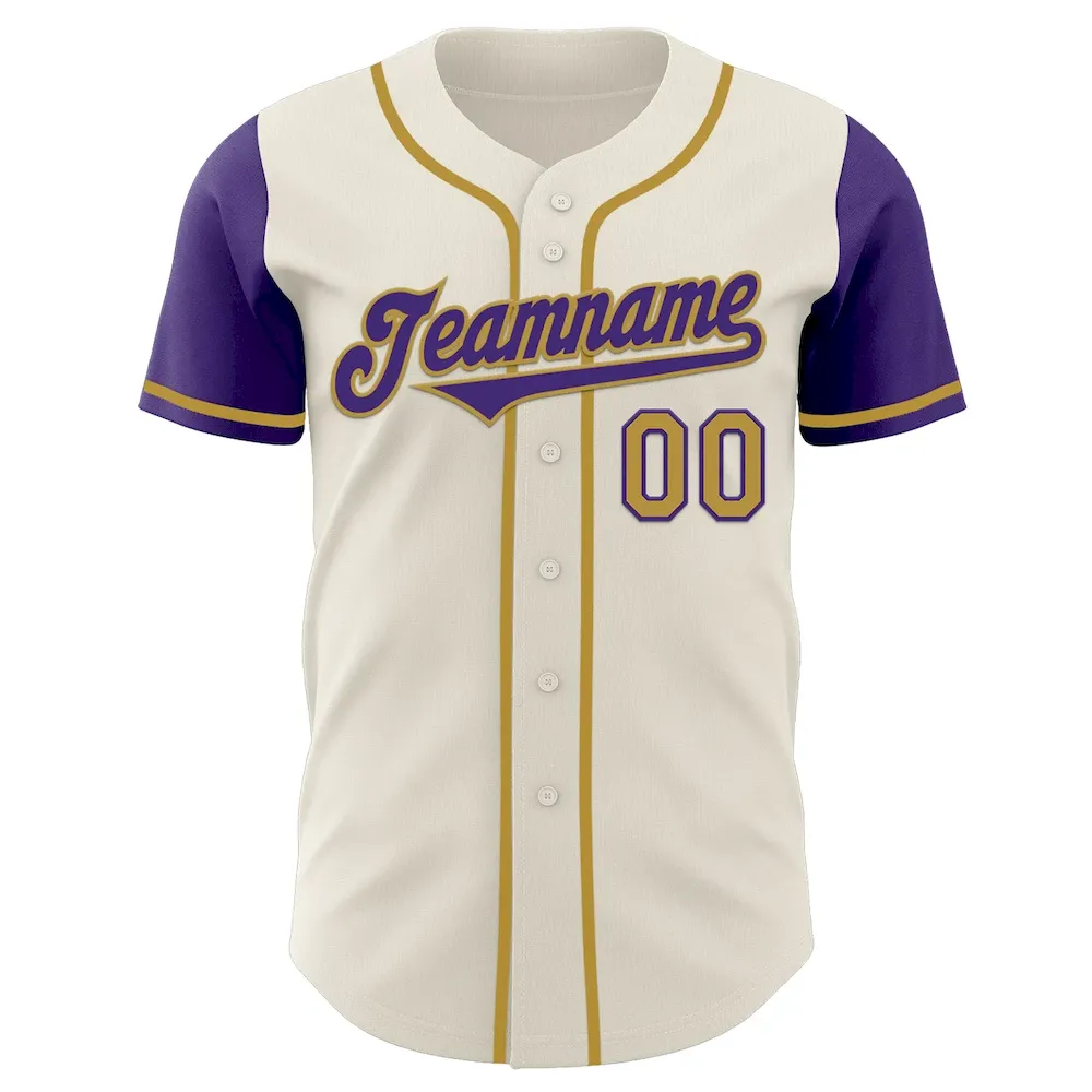 Custom Cream Purple-Old Gold Authentic Two Tone Cricket Jersey