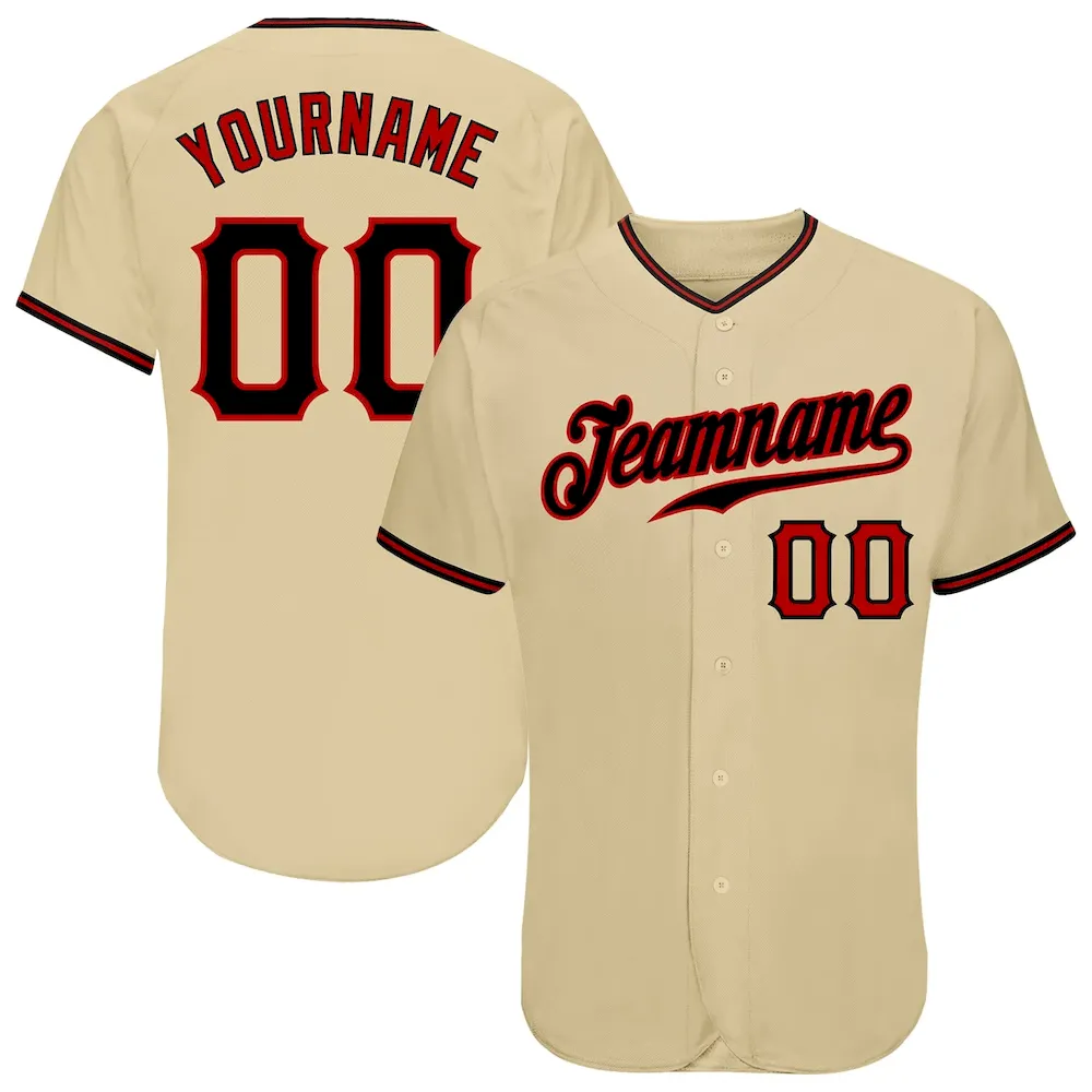 Custom Sand Black-Red Authentic Cricket Jersey