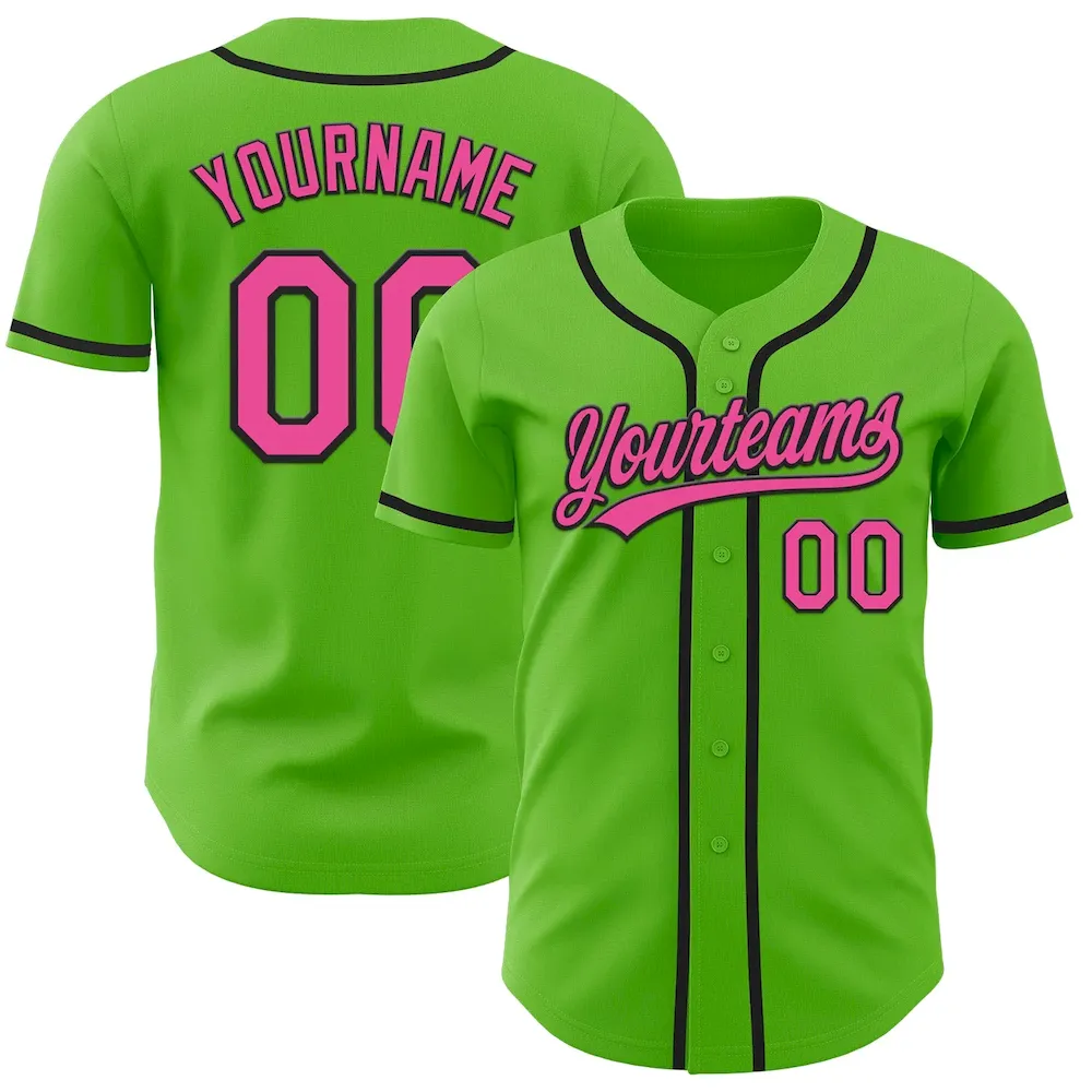 Custom Aurora Green Pink-Black Authentic Cricket Jersey