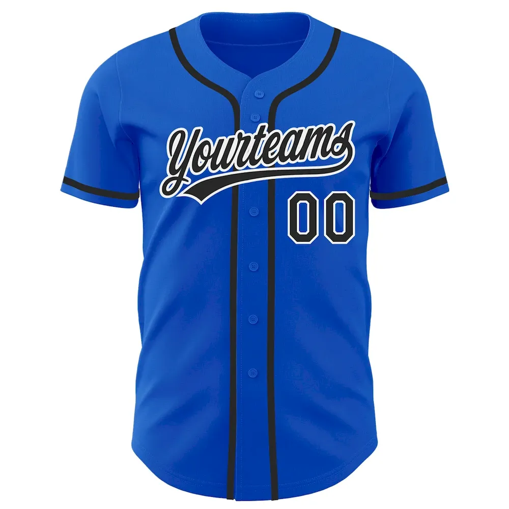 Custom Thunder Blue Black-White Authentic Cricket Jersey Custom Thunder Blue Black-White Authentic Cricket Jersey