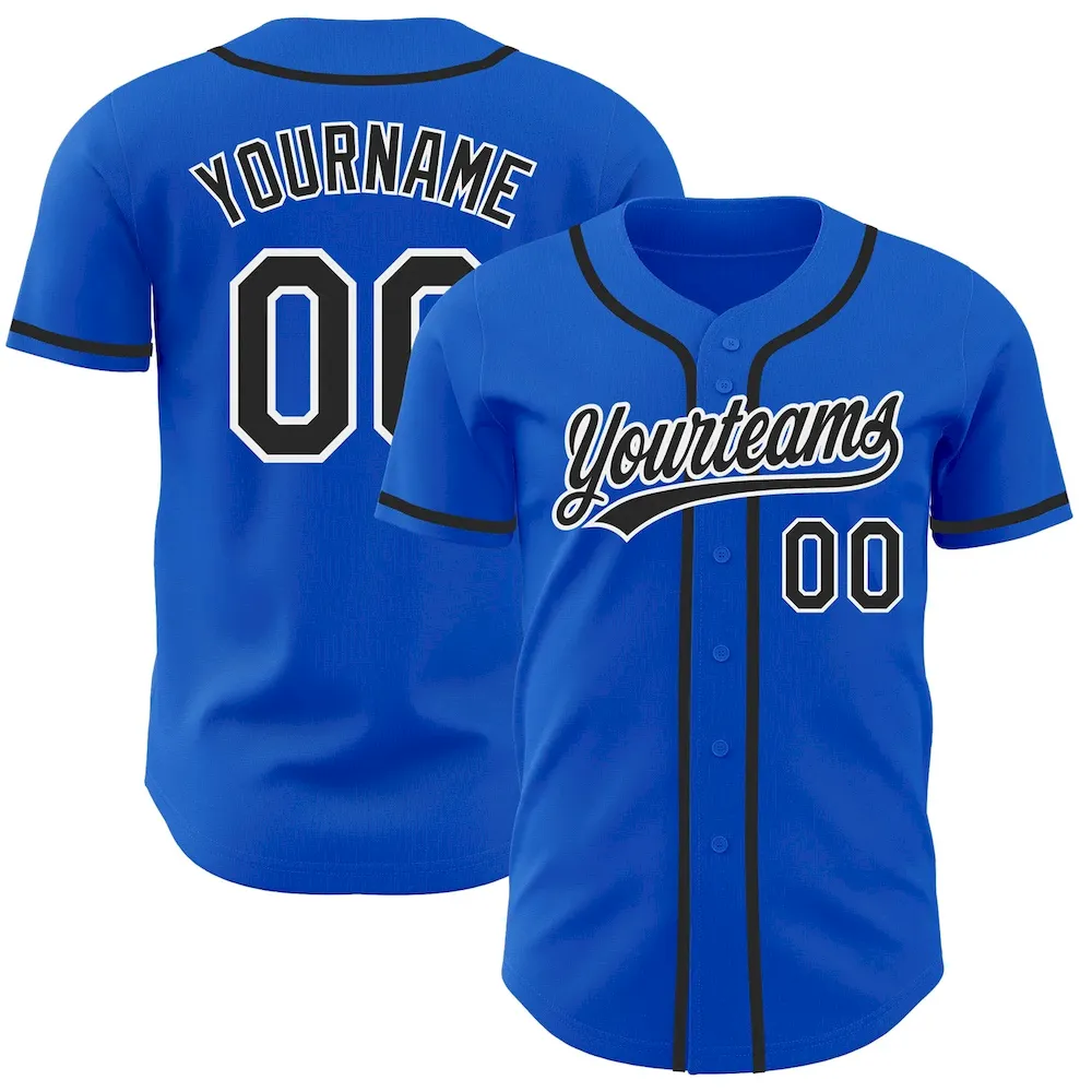 Custom Thunder Blue Black-White Authentic Cricket Jersey