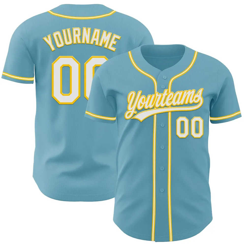 Custom Shadow Blue White-Yellow Authentic Cricket Jersey