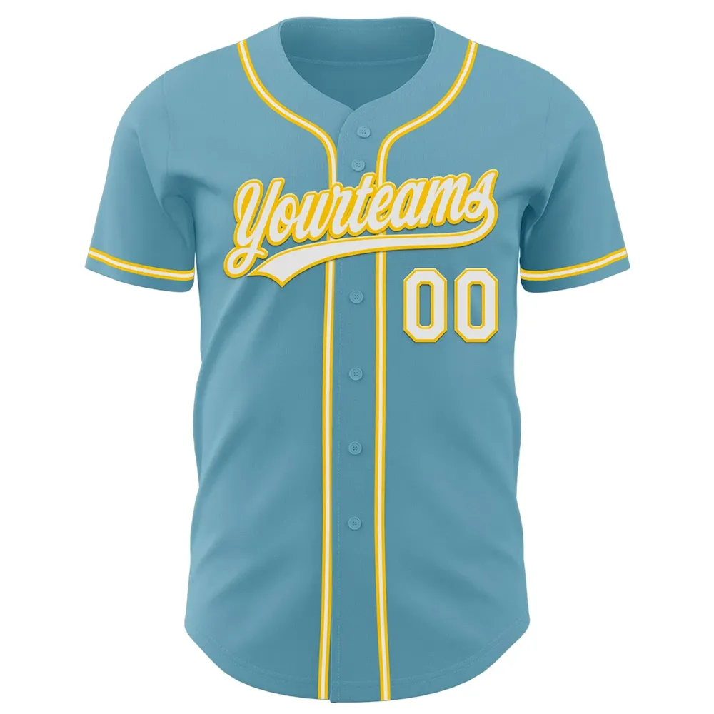 Custom Shadow Blue White-Yellow Authentic Cricket Jersey Custom Shadow Blue White-Yellow Authentic Cricket Jersey