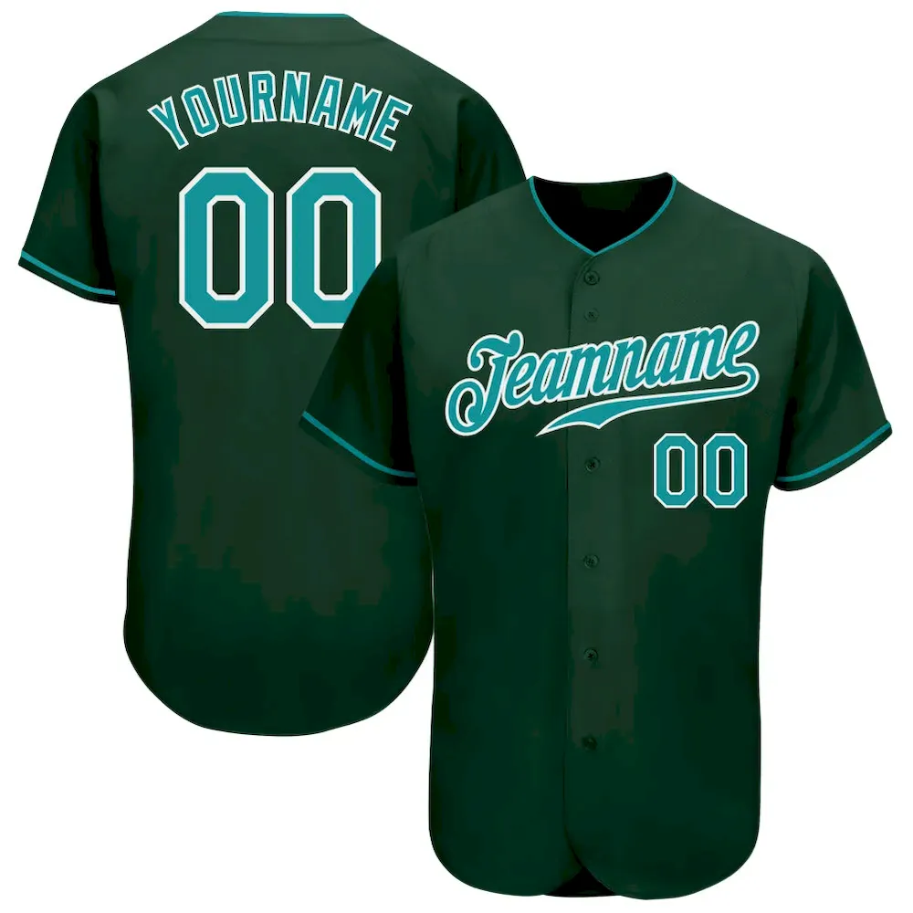 Custom Green Teal-White Authentic Cricket Jersey