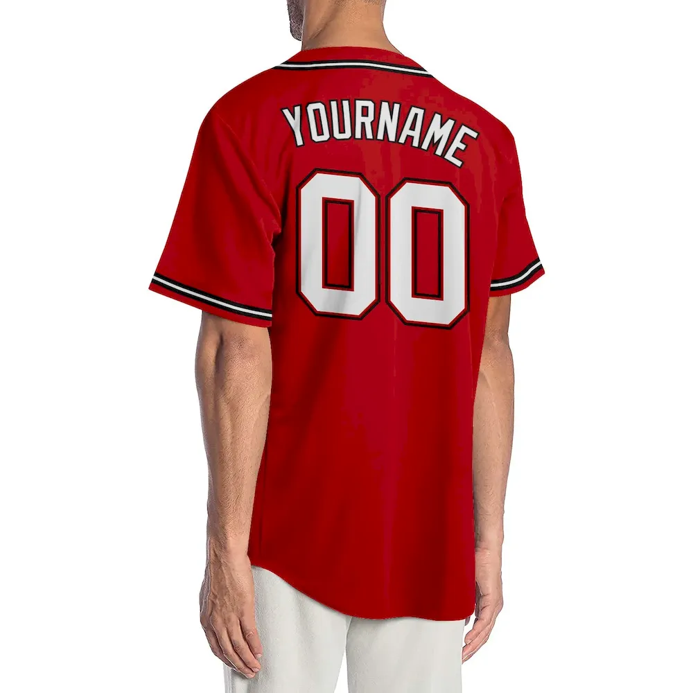 Custom Red White-Black Authentic Cricket Jersey