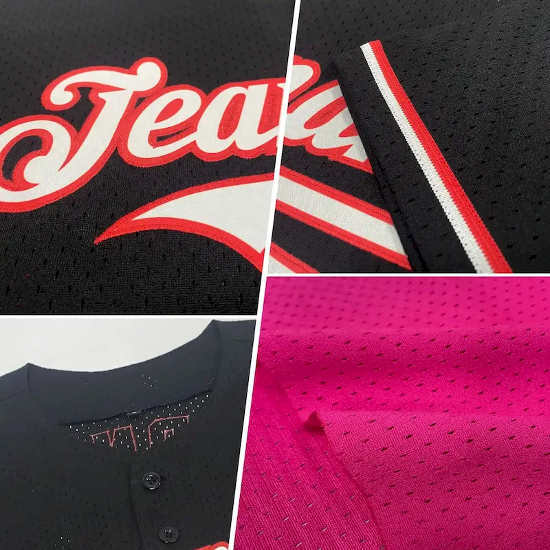 Custom Pink White-Gray Mesh Authentic Throwback Baseball Jersey