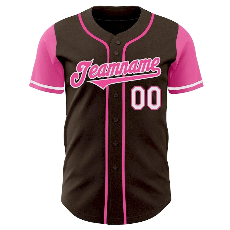Custom Brown Pink-White Authentic Two Tone Baseball Jersey