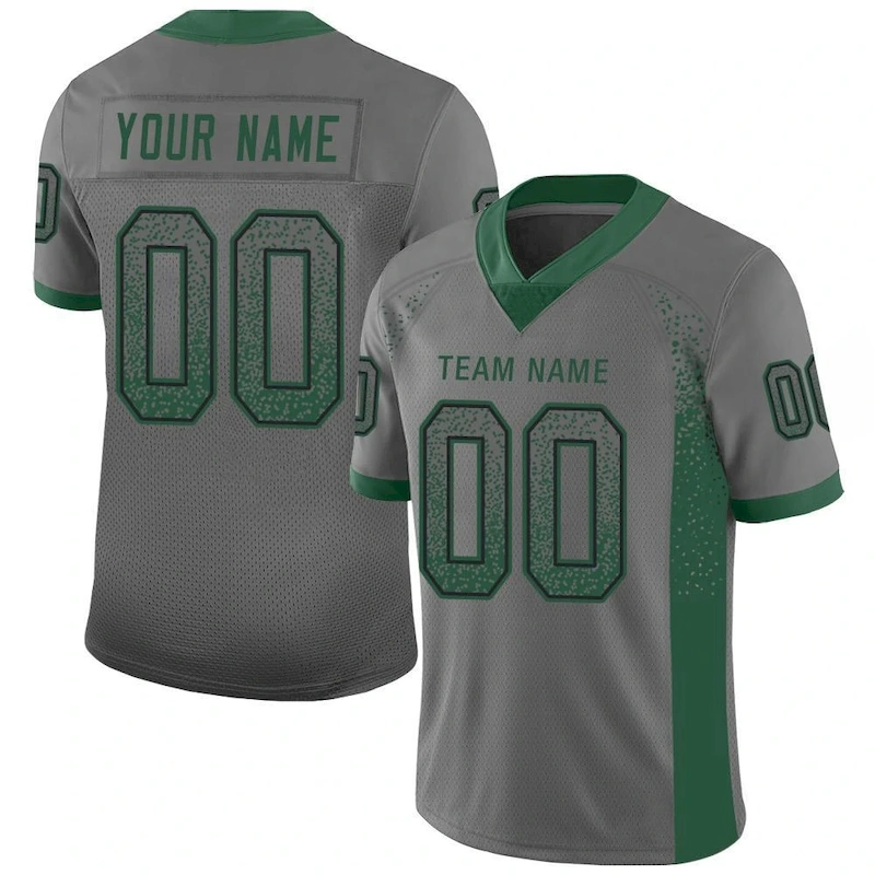 Custom Gray Grass Green-Black Mesh Drift Fashion Football Jersey
