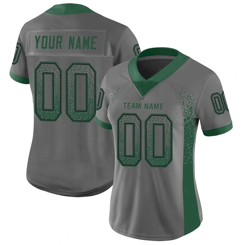 Custom Gray Grass Green-Black Mesh Drift Fashion Football Jersey