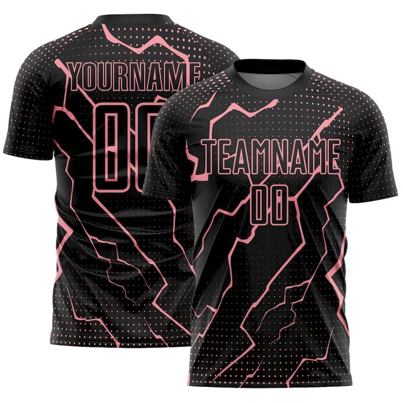 Sublimation Lightning Pink Jersey Medium Sports Uniform Custom Soccer Black