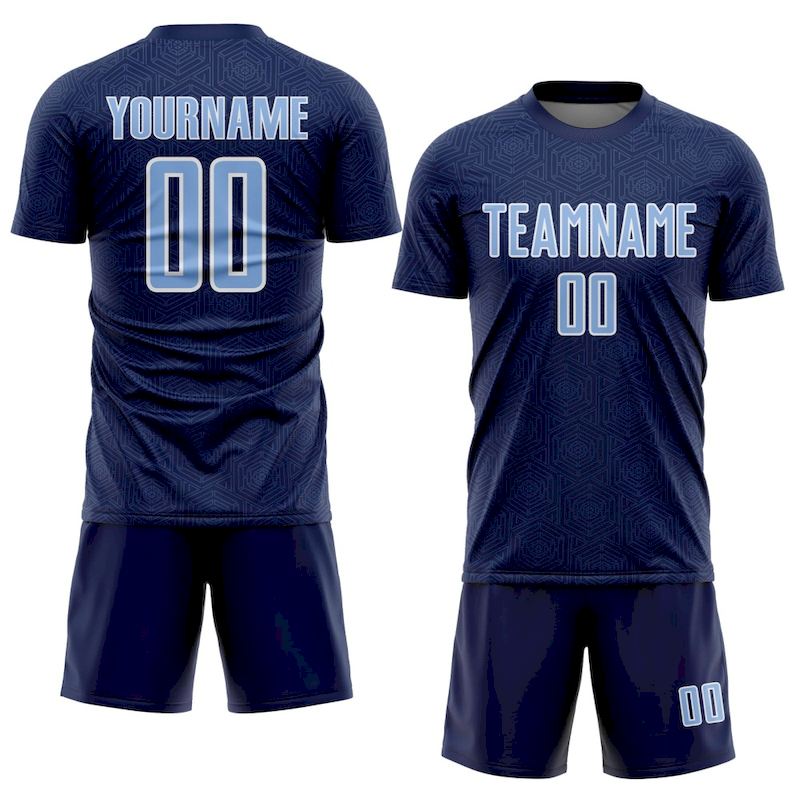 Light Uniform Jersey Geometric Sports Blue-White Soccer Shape Custom Navy Sublimation