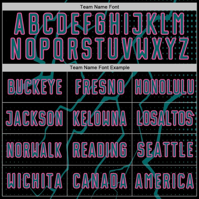 Jersey Soccer Sports Uniform Black Custom Teal-Pink Sublimation Lightning