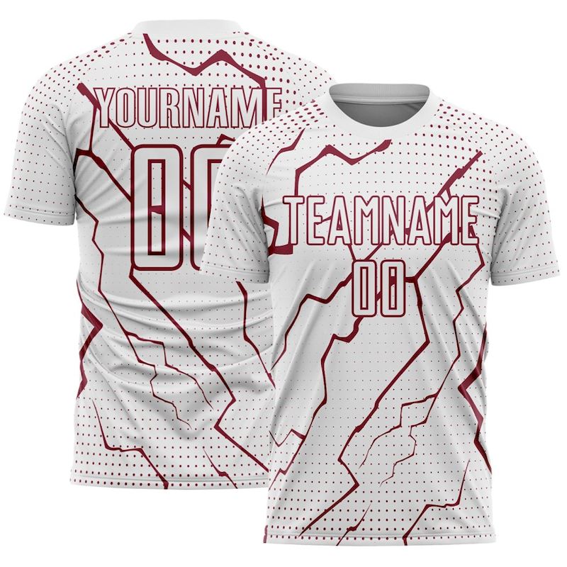 Lightning Crimson Jersey Sports Soccer White Uniform Sublimation Custom