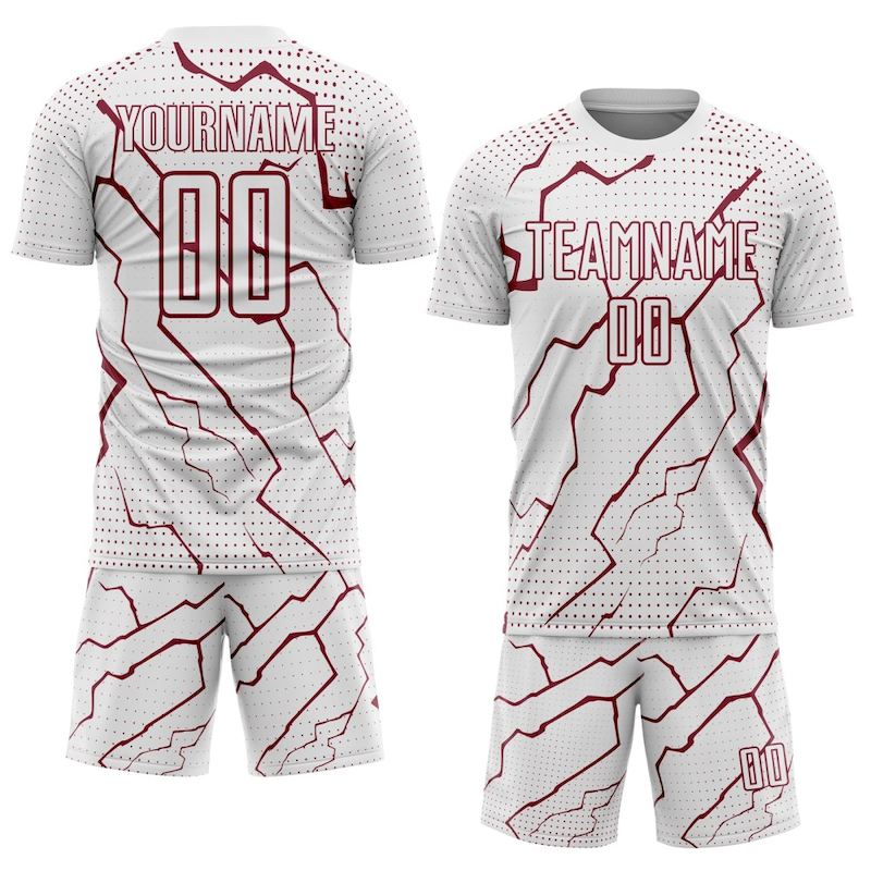 Lightning Crimson Jersey Sports Soccer White Uniform Sublimation Custom