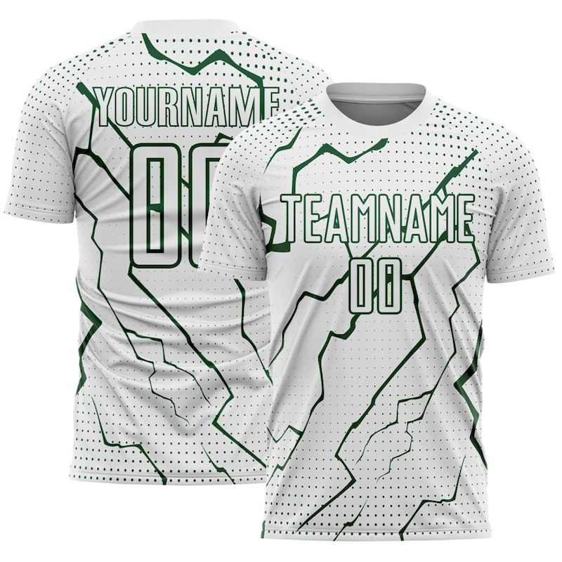 Custom Sublimation Soccer Jersey Lightning Sports Green White Uniform