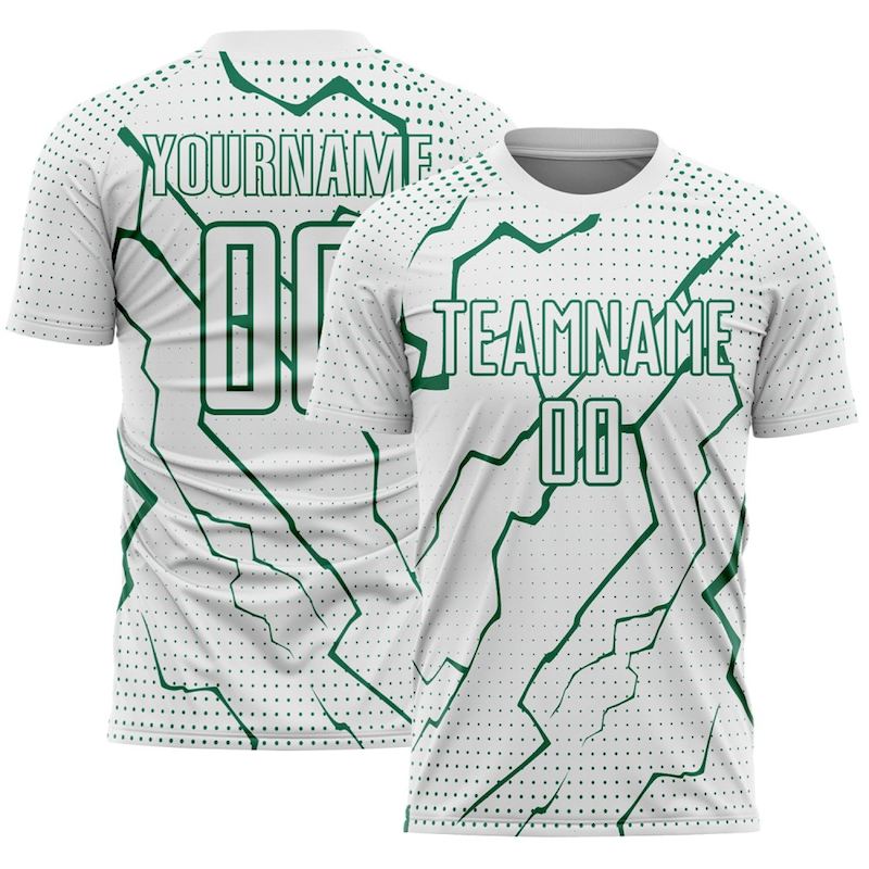 Custom Lightning Green Sublimation Uniform Jersey Kelly Soccer Sports White