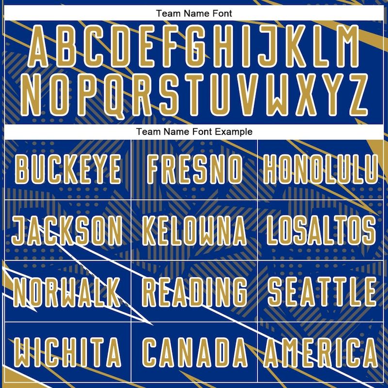 Uniform Custom Sports Royal Jersey Lines Soccer Old Gold-White Sublimation