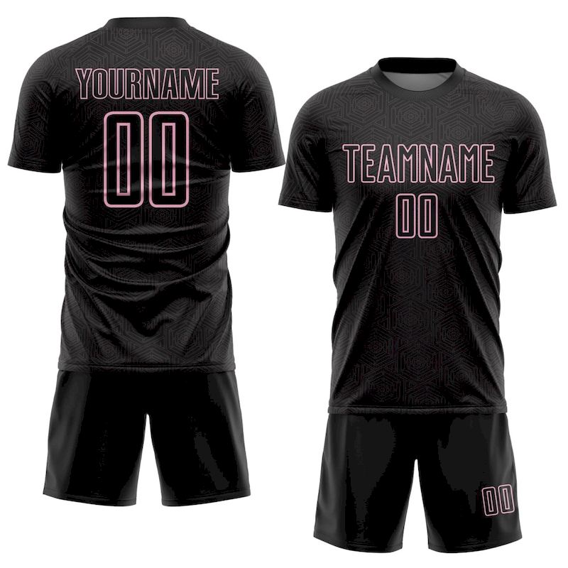 Soccer Sports Light Jersey Sublimation Custom Shape Geometric Pink Black Uniform