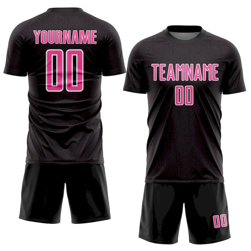 Pink-White Sublimation Soccer Sports Geometric Jersey Custom Black Uniform Shape