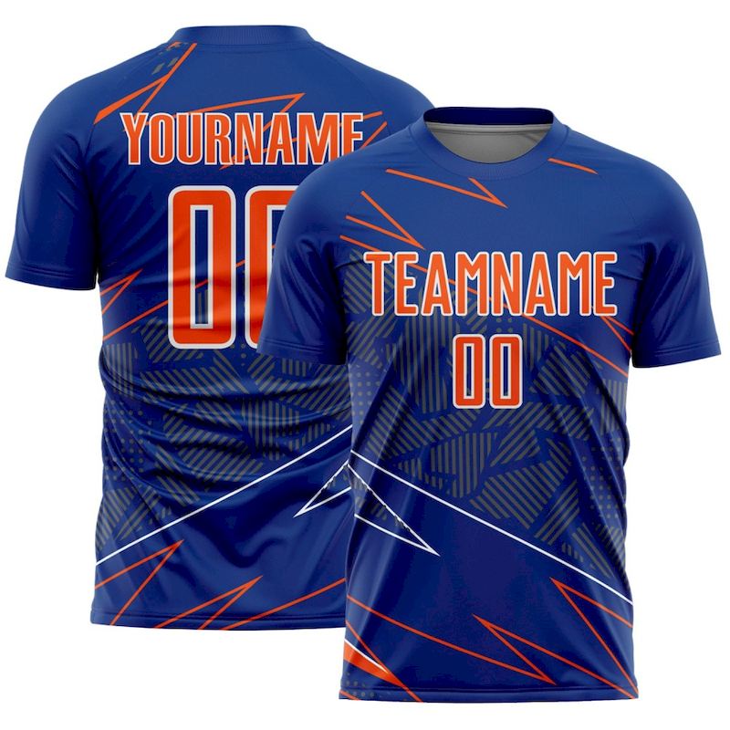 Lines Sublimation Royal Uniform Orange-White Sports Jersey Custom Soccer