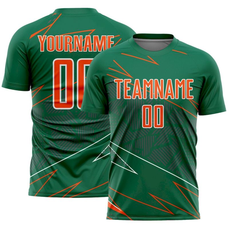 Lines Sublimation Jersey Custom Sports Orange-White Green Soccer Uniform Kelly