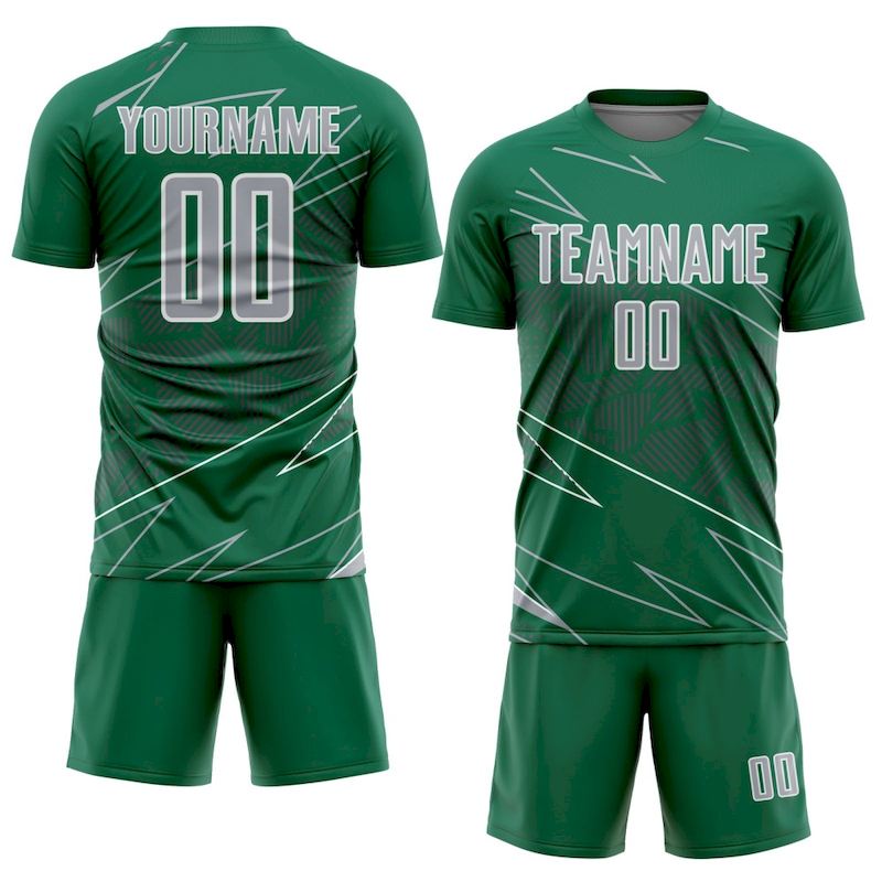 Custom Uniform Jersey Sports Sublimation Soccer Kelly Lines Gray-White Green