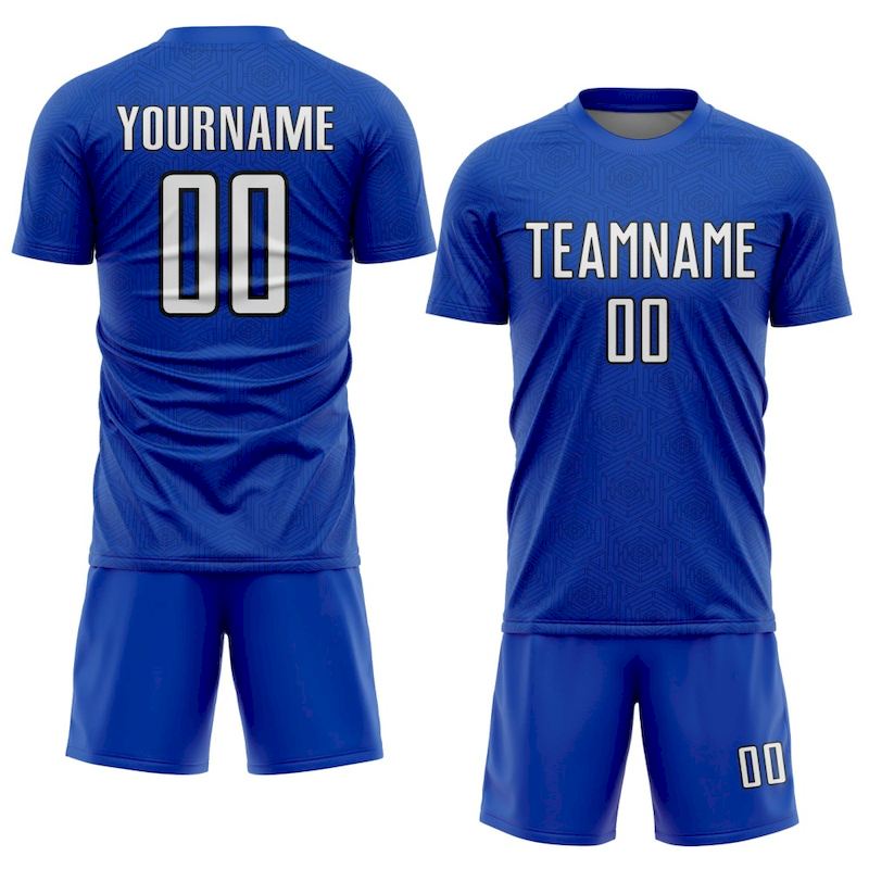 Sublimation Shape White-Black Sports Custom Geometric Blue Soccer Uniform Jersey Thunder