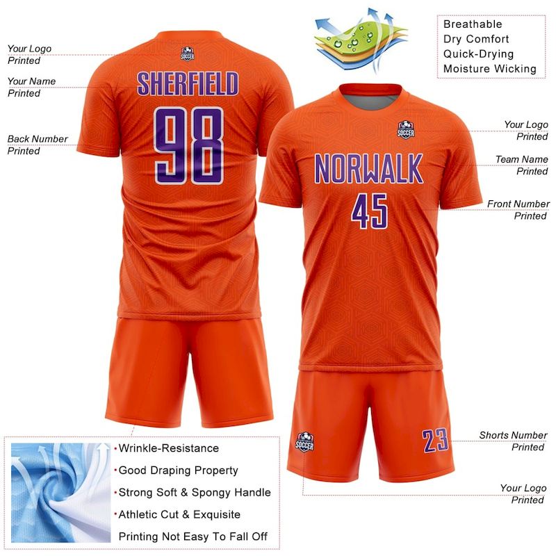 Shape Custom Sports Jersey Purple-White Orange Soccer Uniform Geometric Sublimation